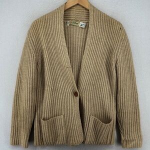 L.L. Bean Tan Cardigan Sweater Size S